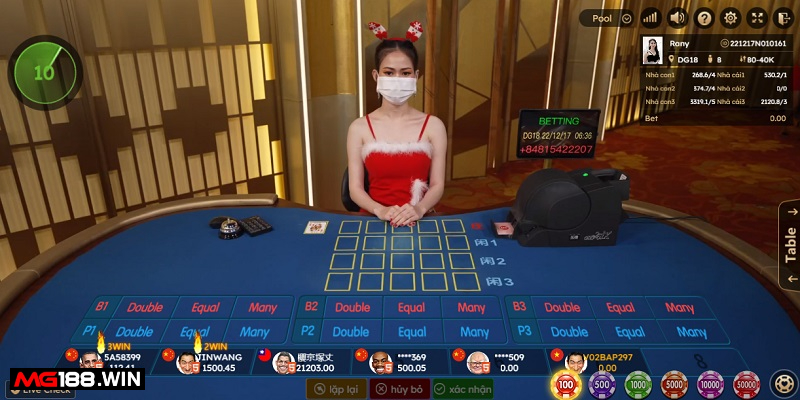 Giao diện bàn cược Poker tại nhà cái trực tuyến MG188